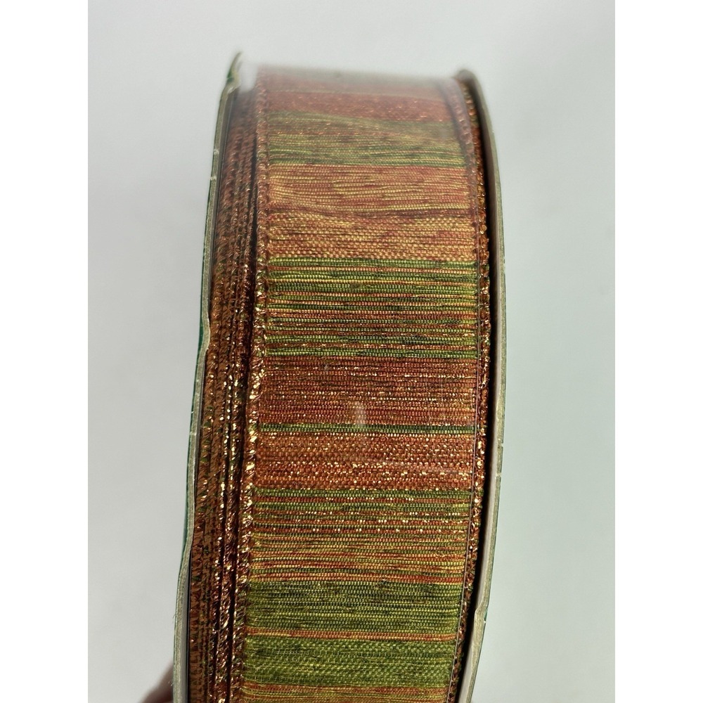 Kirkland Premium Metallic Gold, Orange Green Wire-Edged Ribbon 2.5-inch 50 Yards - Picture 2 of 5
